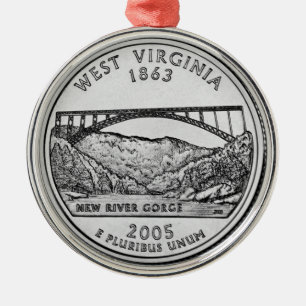 West Virginia State Quarter Metal Tree Decoration