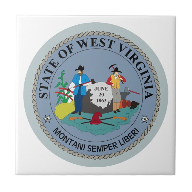 West Virginia State Seal Ceramic Tile (Front)