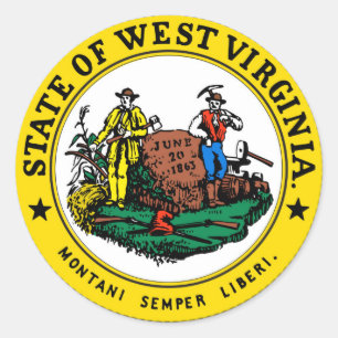 West Virginia state seal.jpg Classic Round Sticker