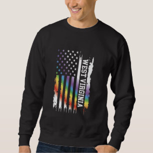 West Virginia United States Distressed Rainbow w U Sweatshirt