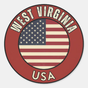 West Virginia  United States of America  Classic Round Sticker