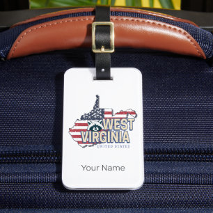West Virginia United States Retro Map Vintage USA Luggage Tag