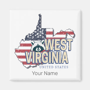 West Virginia United States Retro Map Vintage USA Magnet