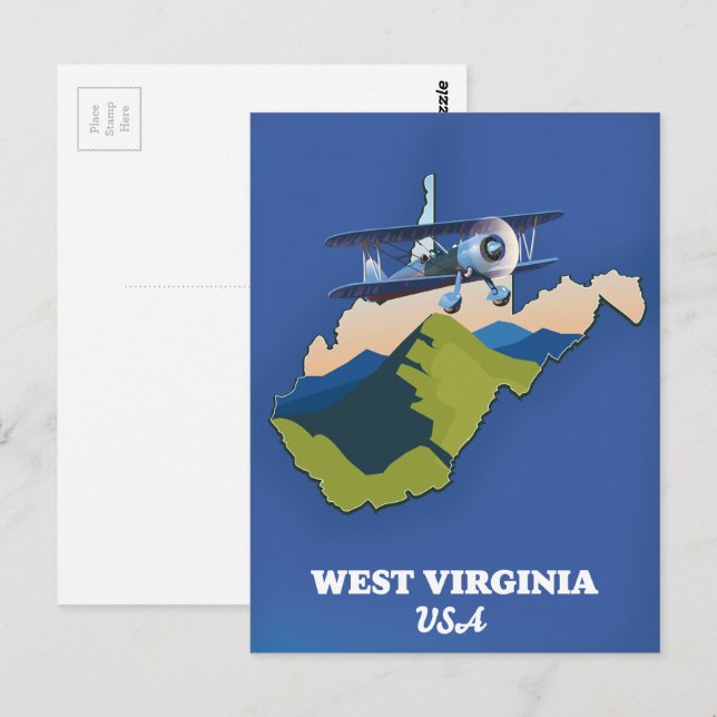 West Virginia USA map Postcard (Front/Back)