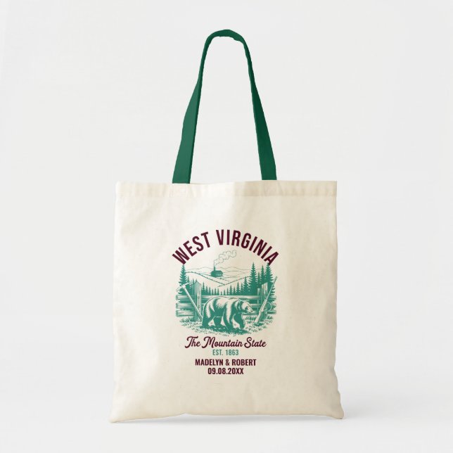 West Virginia Wedding Welcome Bag, State Love Tote Bag (Front)