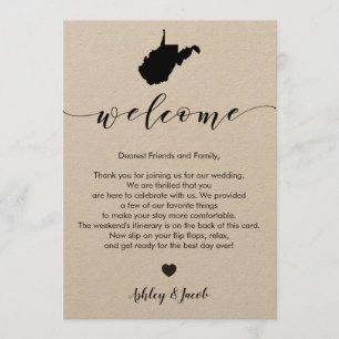 West Virginia Wedding Welcome Letter & Itinerary Program