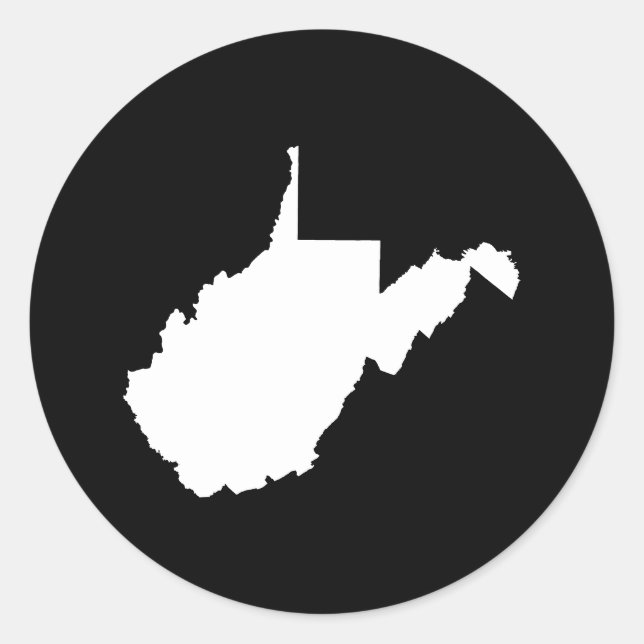 West Virginia White and Black Classic Round Sticker (Front)