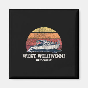 West Wildwood Nj Vintage Boating 70s Retro Boat De Magnet