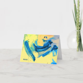 "West Wind" Colourful Note Card in Blue and Yellow