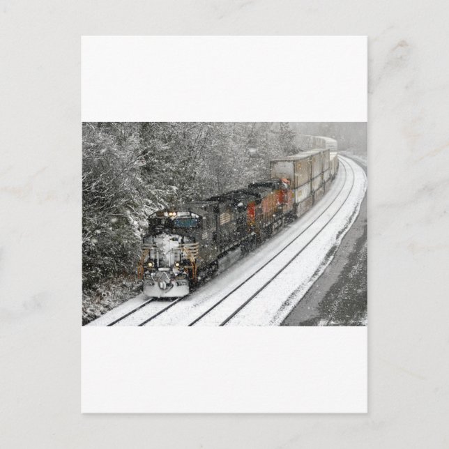 Westbound Train in Snow Postcard (Front)