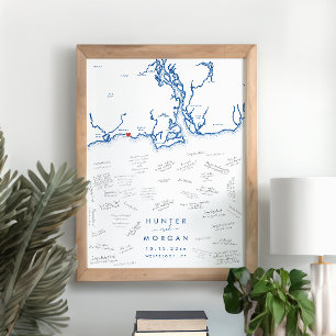 Westbrook Wedding Modern Navy Guest Book Poster
