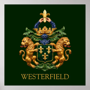 Westerfield Dutch Family Coat Of Arms.  Poster