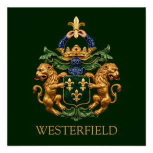 Westerfield Dutch Family Coat Of Arms.  Poster