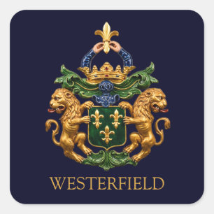Westerfield Dutch Family Coat Of Arms.  Square Sticker