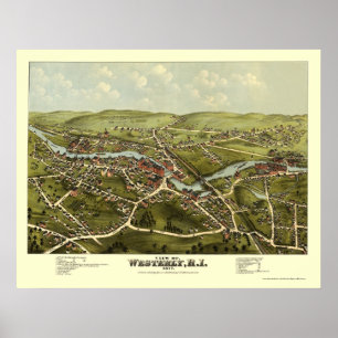 Westerly, RI Panoramic Map - 1877 Poster