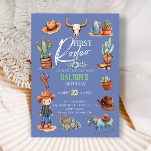 Western 1st Birthday Rodeo Cowboy Birthday Invitation