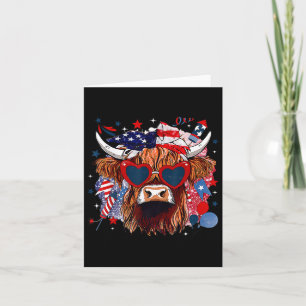 Western America Cow Happy 4th Of July Cow Lover Card