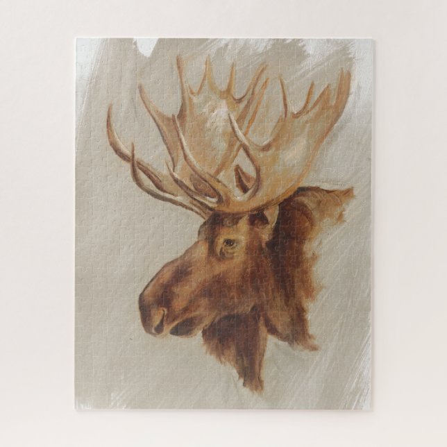 Western American Animal Study | Moose Portrait Jigsaw Puzzle (Vertical)