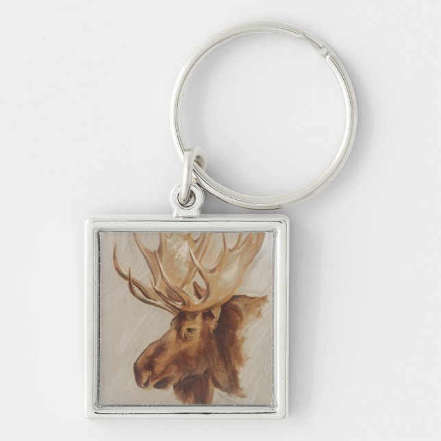 Western American Animal Study | Moose Portrait Key Ring (Front)