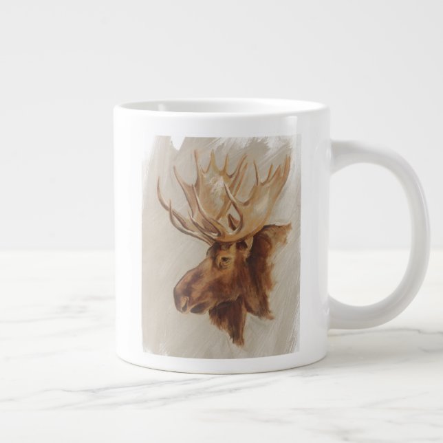 Western American Animal Study | Moose Portrait Large Coffee Mug (Right)