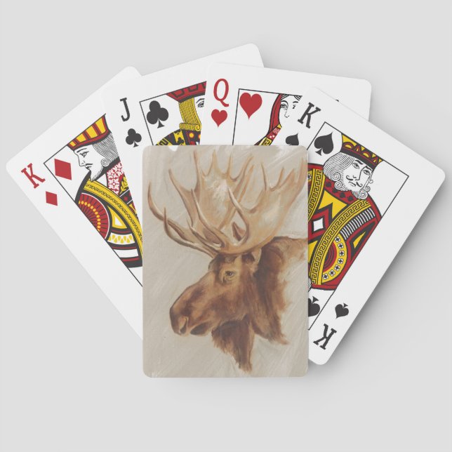 Western American Animal Study | Moose Portrait Playing Cards (Back)