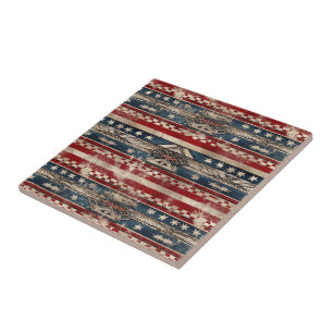 Western American Flag Ceramic Tile