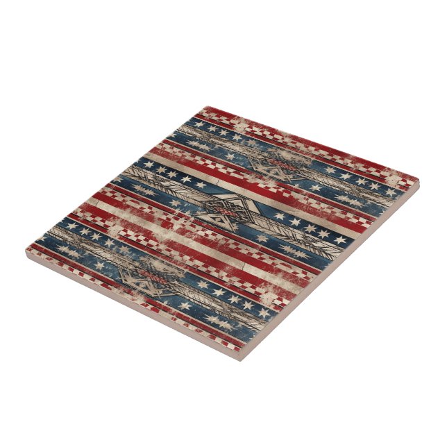 Western American Flag Ceramic Tile (Side)