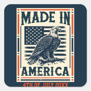 Western American Flag Eagle 4th of July Square Sticker
