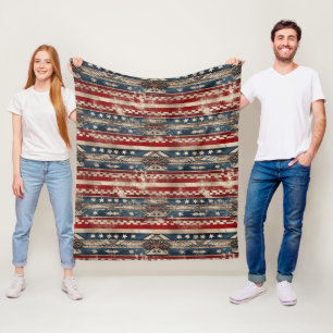 Western American Flag Fleece Blanket
