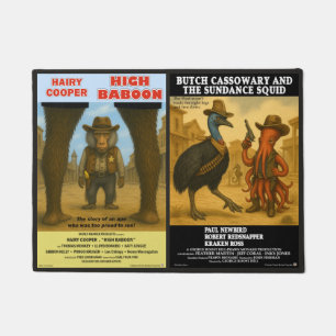 Western Animal Movie Poster Parody Doormat