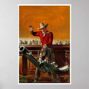 Western Art Bar Western Pulp Cowboy Poster Man
