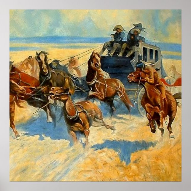 Western Art “Downing the Nigh Leader” Poster (Front)