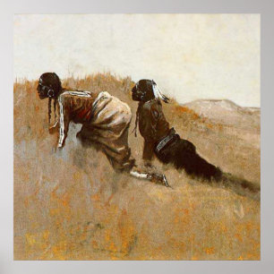 Western Art “Indian Scouts Watching Custer” Poster