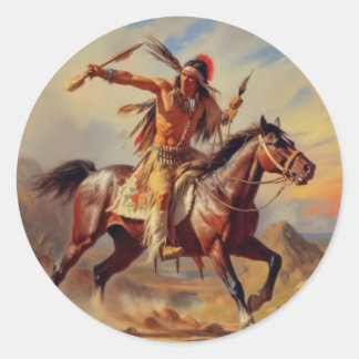 Western Art Round Sticker