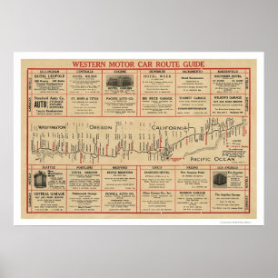 Western Auto Route Map 1915 Poster
