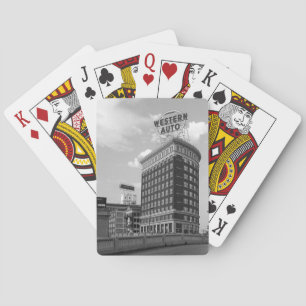Western Auto Sign Architecture Black & White Photo Playing Cards