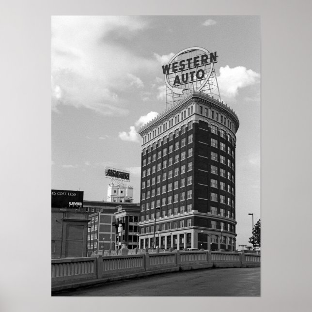 Western Auto Sign Black & White Architecture Photo (Front)