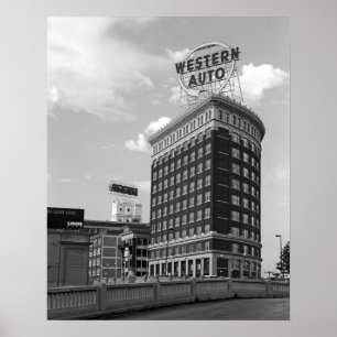 Western Auto Sign Black & White Architecture Photo