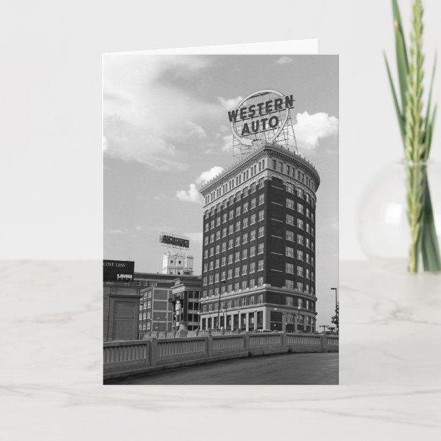 Western Auto Sign Black & White Architecture Photo Card (Front)