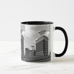 Western Auto Sign Black & White Architecture Photo Mug