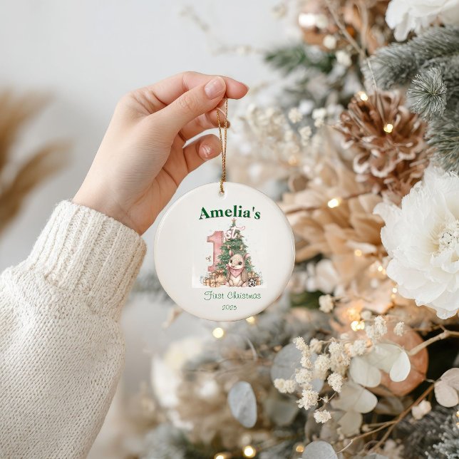 Western Baby Girl First Christmas Pink Ornament (Creator Uploaded)