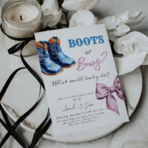 Western Baby Jean Boots or Bows Gender Reveal Invitation