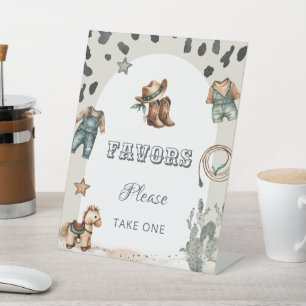 Western Baby Shower Favours Please Take One Pedestal Sign
