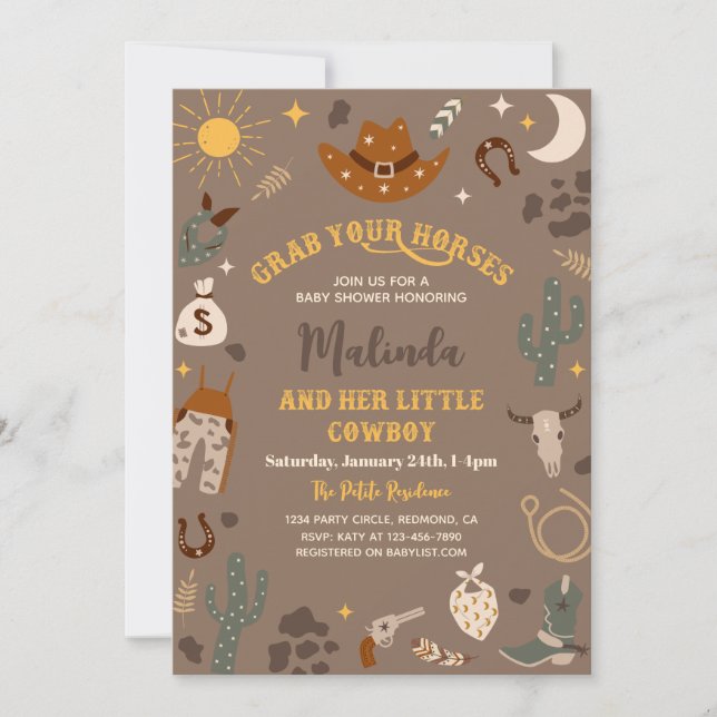 Western Baby Shower Invitation | Cowboy Baby (Front)