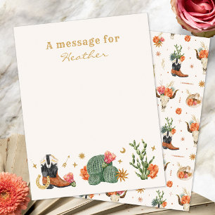 Western Baby Shower Message Card