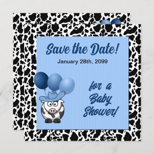 Western Baby Shower Save the Date Blue (Front/Back)