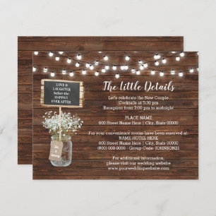 Western Baby's Breath jar wedding insert card