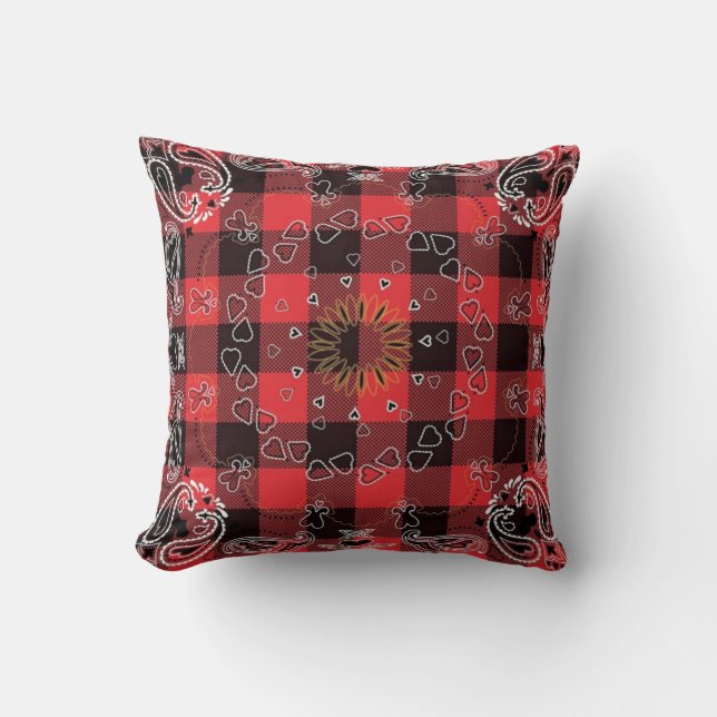 Western Bandanna Throw Pillow (Front)