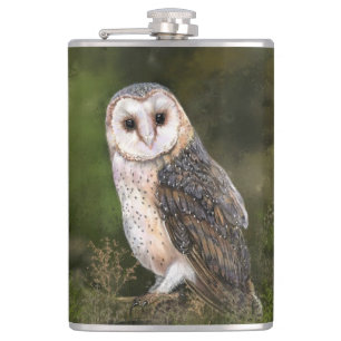 Western Barn Owl Flask Painting
