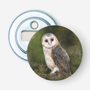 Western Barn Owl - Migned Watercolor Painting Art Bottle Opener